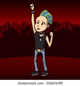Cute punk rock boy. Hand drawn cartoon vector illustration.