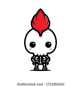 Cute punk skull character vector design