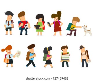 cute pupils in school uniform studying. vector