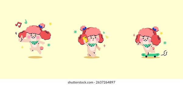 Cute puppies and daily activities. Character animal design