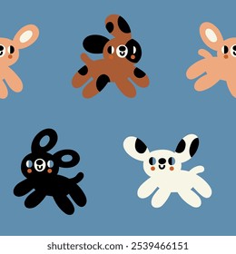 Cute puppies dogs vector seamless pattern 