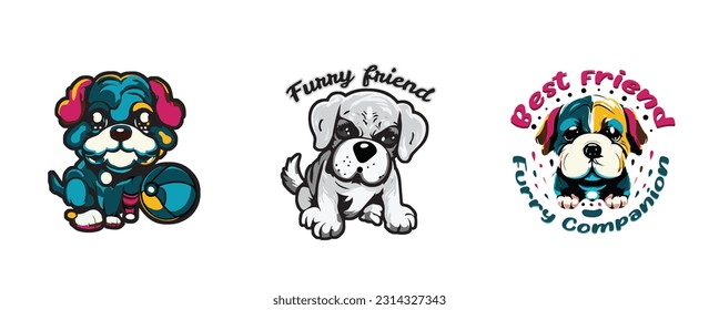 Cute Puppies face vector illustration for T-shirt, Mug, Sticker printing