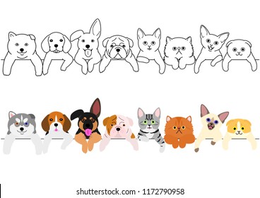 cute puppies and kitties border set