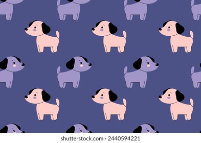 Cute puppies. Seamless pattern on isolated background. Postcard, textile, packaging design.