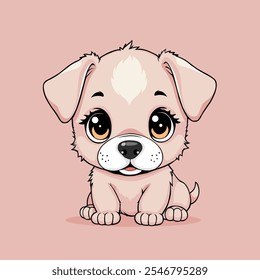 Lindo cachorros de Arte vectorial de cuerpo completo con fondo de color suave 18112024