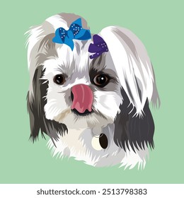 Cute Puppy Artwork With Mint Green Color Background