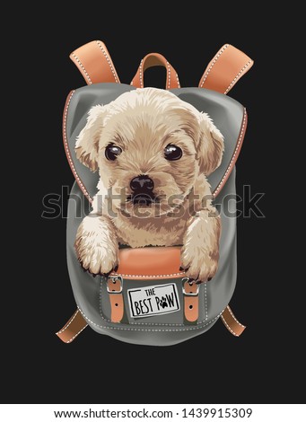 cute puppy in backpack illustration