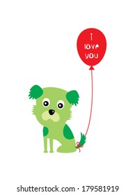 cute puppy with balloon