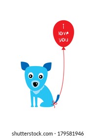 cute puppy with balloon
