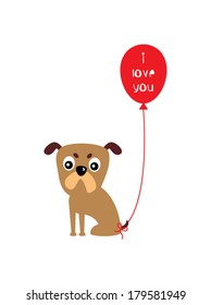 cute puppy with balloon