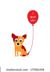 cute puppy with balloon