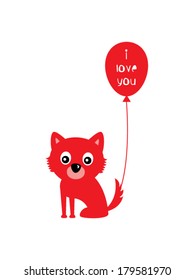 cute puppy with balloon