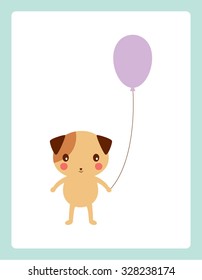 cute puppy with balloon