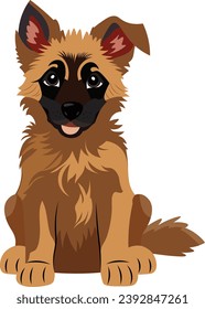 Cute Puppy Belgian Shepherd Dog Cartoon Clipart