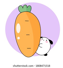 Cute puppy with big carrot