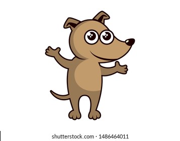 Cute puppy with big eyes cartoon character. Brown dog icon. Dog vector illustration. Dog isolated on a white background