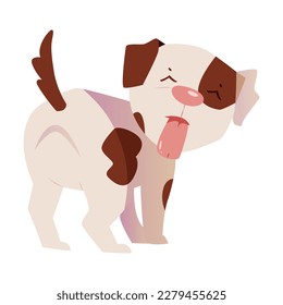 Cute Puppy with Brown Spot Showing Tongue Vector Illustration