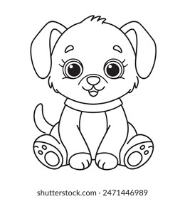 Cute puppy cartoon coloring page illustration vector. For kids coloring book 