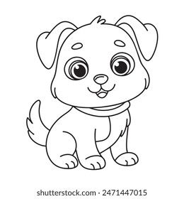 Cute puppy cartoon coloring page illustration vector. For kids coloring book 