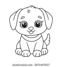 Cute puppy cartoon coloring page illustration vector. For kids coloring book 