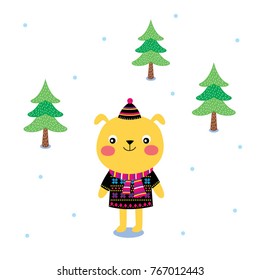 cute puppy cartoon merry christmas greeting vector