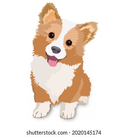 Cute puppy in cartoon style on a white background. Isolated vector illustration