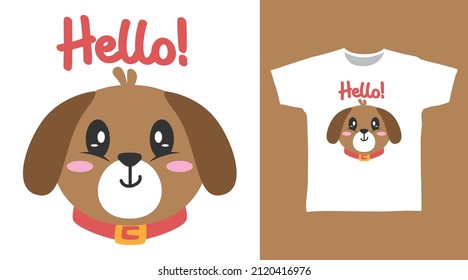 Cute puppy cartoon tee designs concept