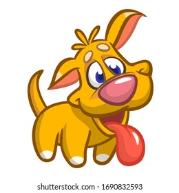 Cute puppy cartoon vector illustration. Yellow dog. Isolated on white background