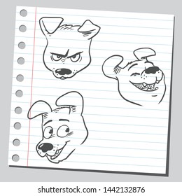 Cute puppy character design (different head poses and expressions).