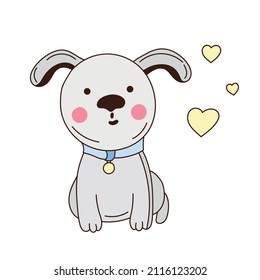 Cute puppy character vector illustration.