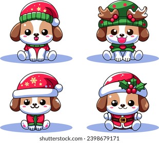 Cute Puppy in Christmas Costume