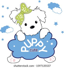 cute puppy with a cloud