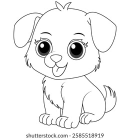 Cute puppy coloring page with adorable details. Perfect for kids and adults who love dogs. High-quality line art for printable activities, books, and digital use. 