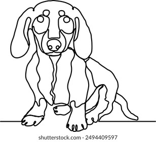 Cute puppy dachshund 001 line art