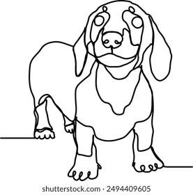 Cute puppy dachshund 002 line art