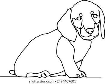 Cute puppy dachshund 003 line art