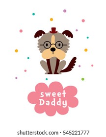cute puppy daddy vector