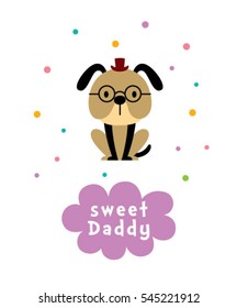 cute puppy daddy vector