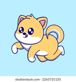 Cute puppy diving cartoon icon illustration