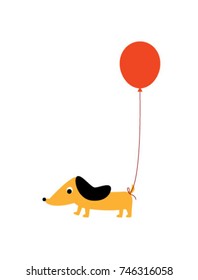 cute puppy dog with balloon vector