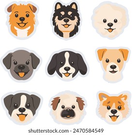 a cute puppy dog family vector sticker and icon design