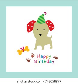 cute puppy dog happy birthday greeting vector