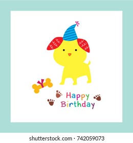 cute puppy dog happy birthday greeting vector