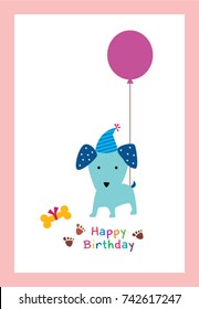 cute puppy dog happy birthday greeting card vector