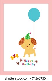 cute puppy dog happy birthday greeting card vector