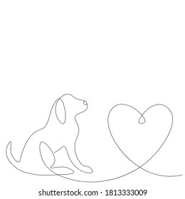 Cute puppy and dog heart love background, vector illustration