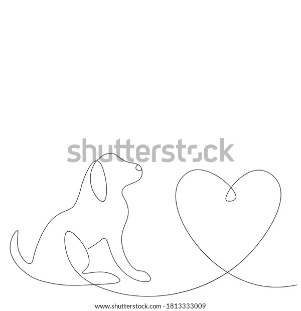 かわいい子犬と犬の心の愛の背景 ベクターイラスト のベクター画像素材 ロイヤリティフリー
