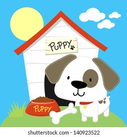 cute puppy and dog house, individual objects  in vector format very easy to edit