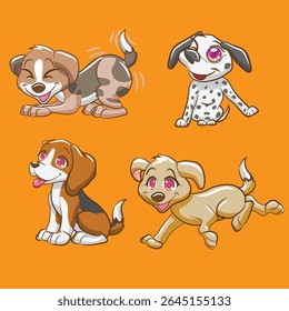 cute puppy dog isolated vector pack