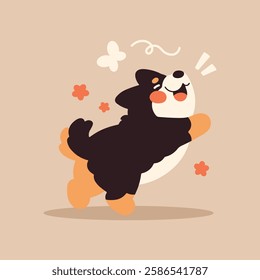 Cute сartoon puppy dog mascot. Happy and playful adorable dog icon. Pets care, love and loyalty concept. Vector illustration isolated on white.